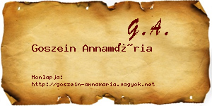 Goszein Annamária névjegykártya